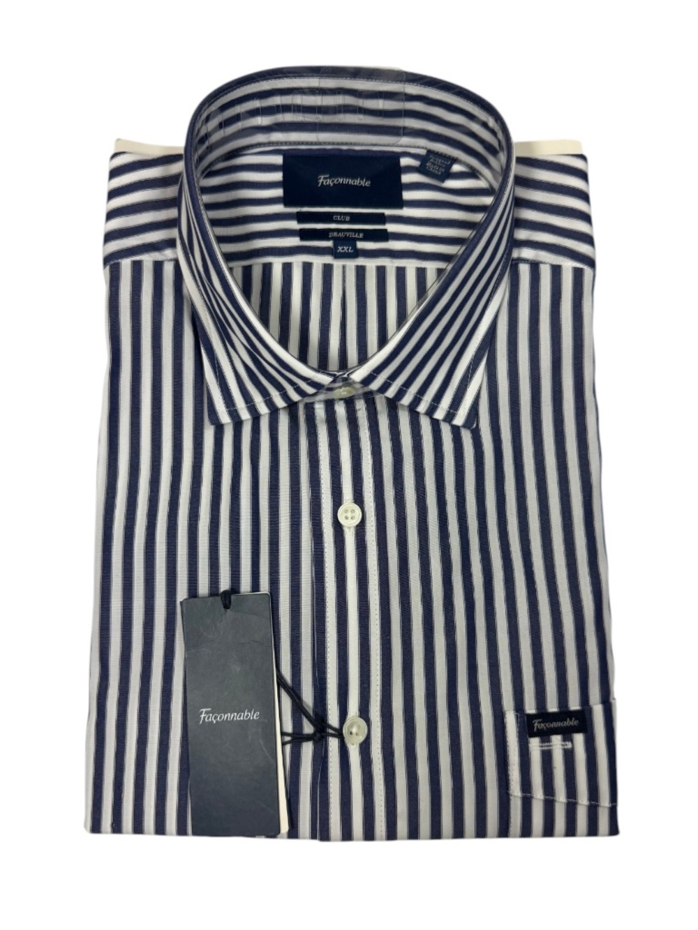Façonnable Club Deauville Men's XXL Navy Blue Striped Long Sleeve Button Shirt
